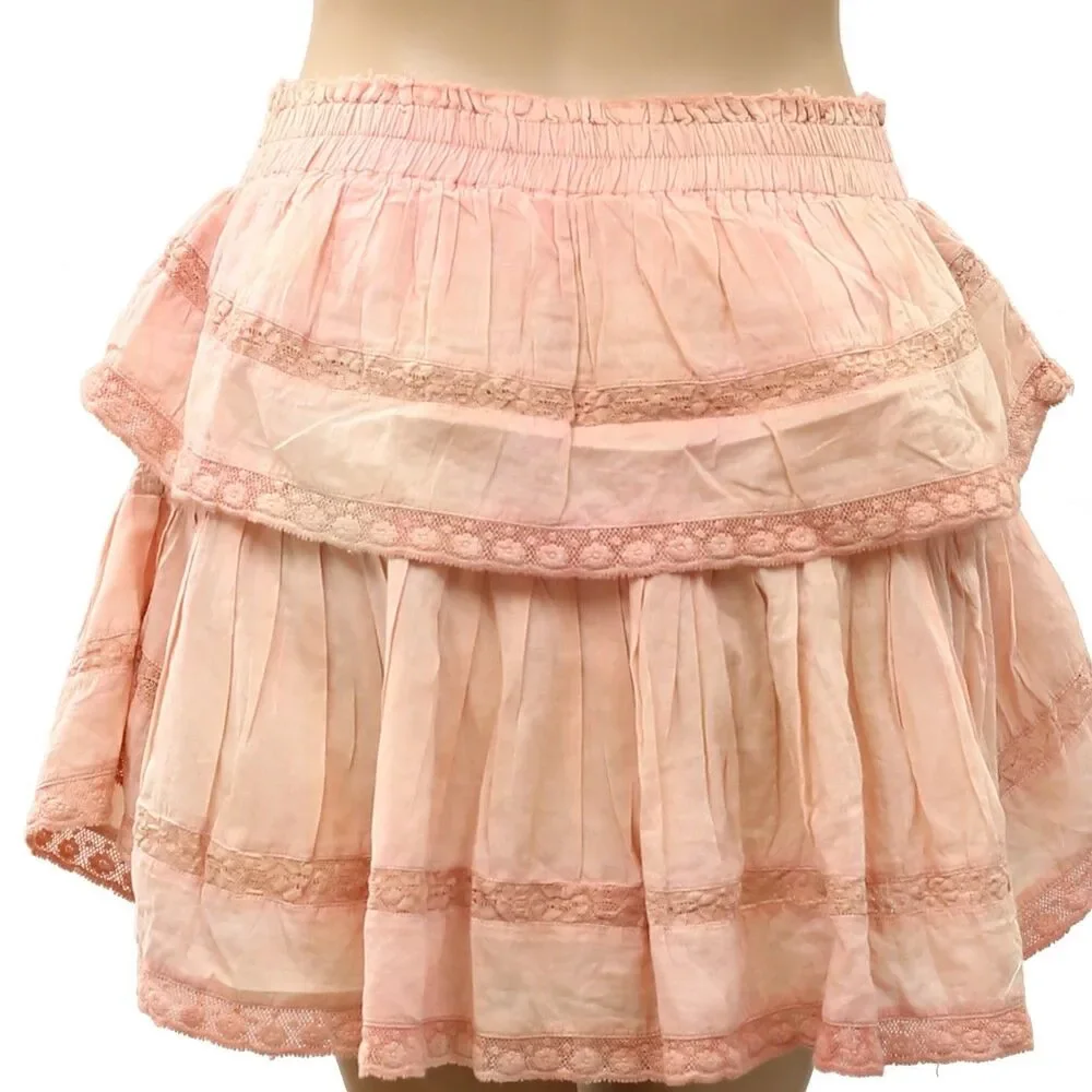 Loveshackfancy Ruffle Girls Mini Skirt Lace Trim Smocked Cotton 12 Years 288319